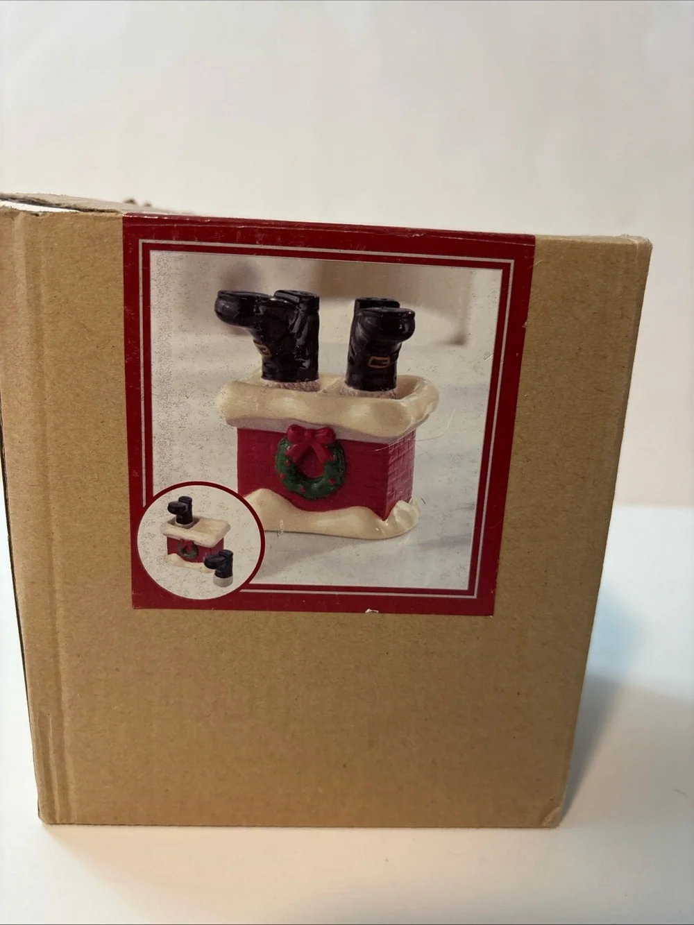 Grasslands Road Santa Boots In Chimney Ceramic Salt & Pepper Shaker Set New